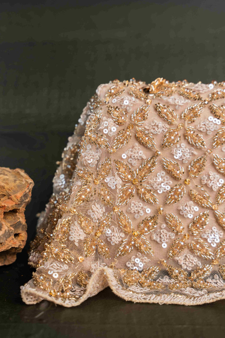 Silver & Gold Sequin & Bead Embroidered Clutch|Al Falah