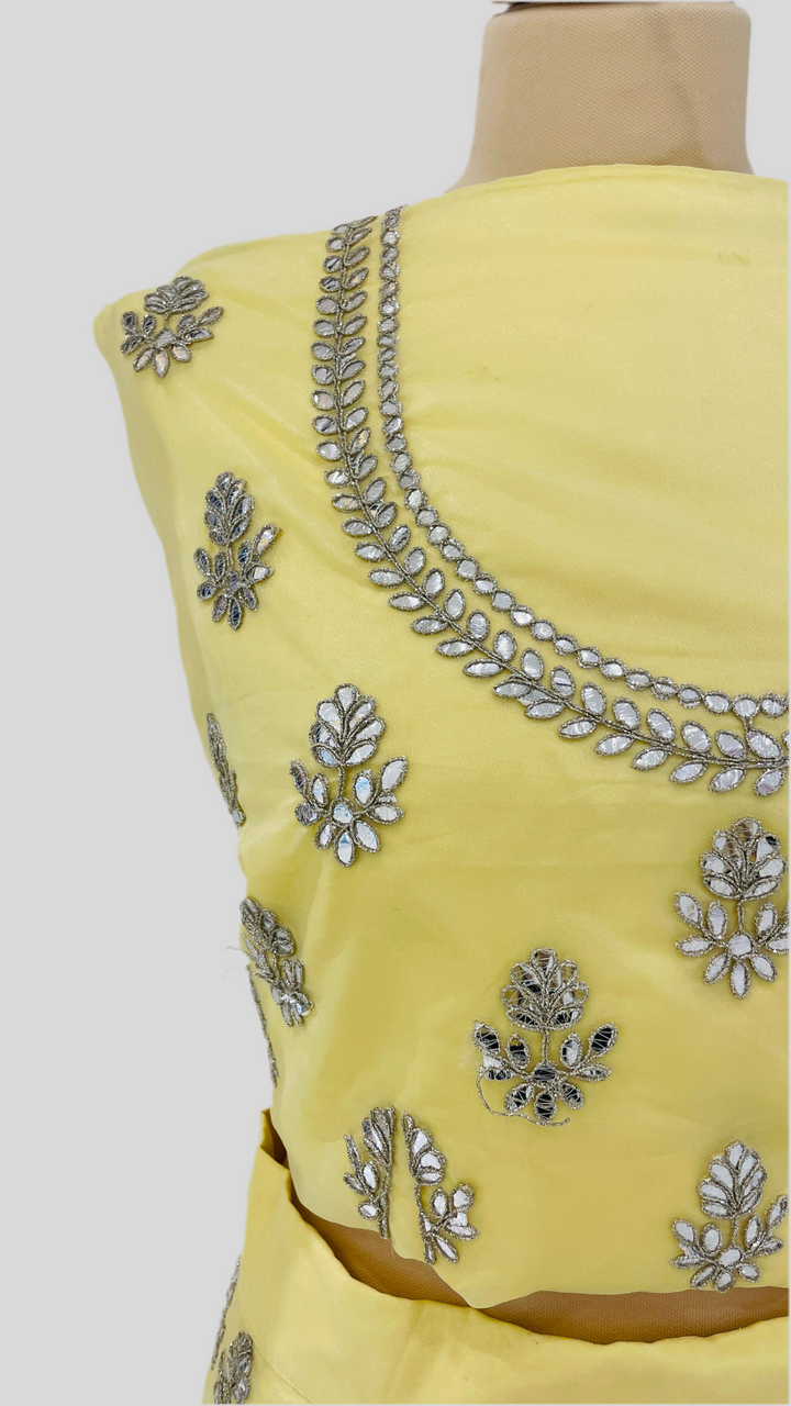 Shagun Pastel Yellow Lehenga (Unstitched) | Inaayat by Divya Taimni