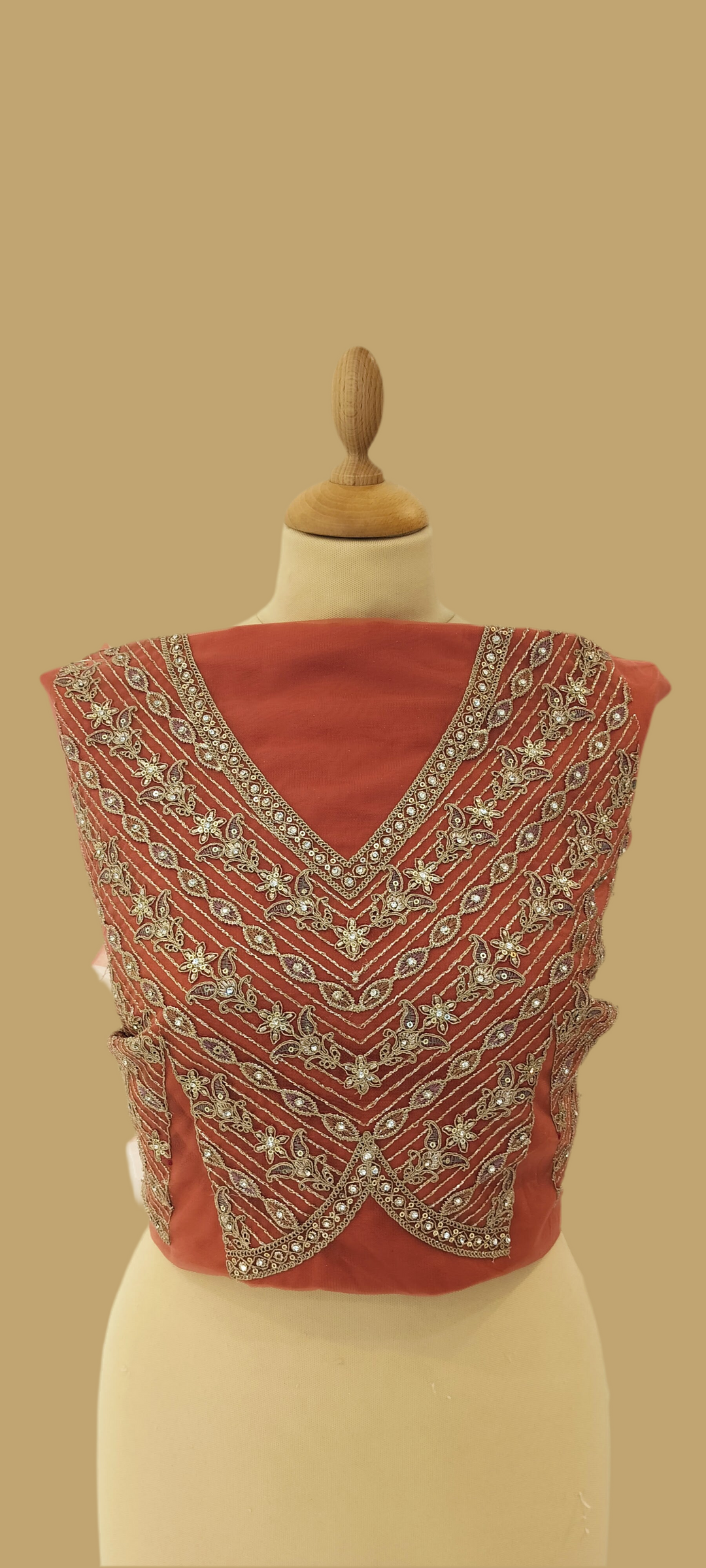Orange Rhinestone Lehenga (Unstitched) | House of Inaayat