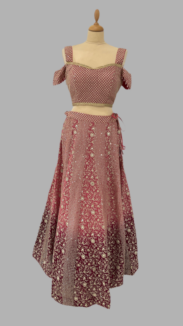 Shagun Ombre Pink Lehenga Set with a Sweetheart Blouse | Inaayat by Divya Taimni