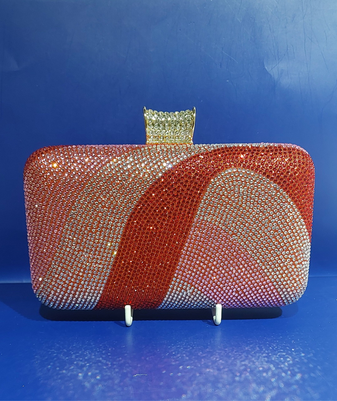 Red Shaded with Rhinestones Evening Clutch Bag | House of Inaayat