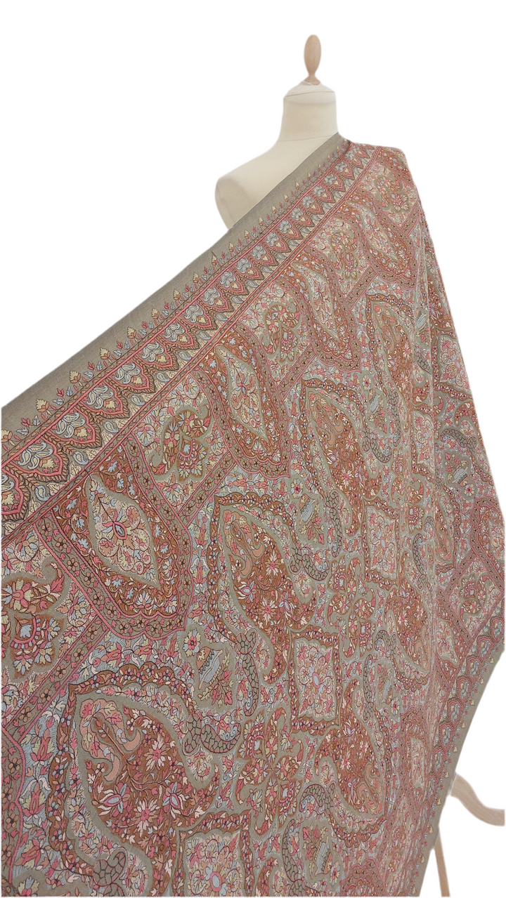 Siya Beige Cashmere Shawl | House Of Inaayat