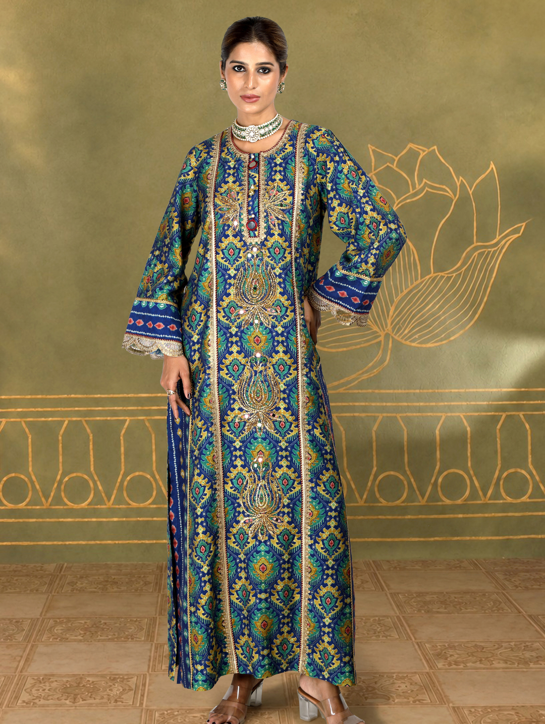 Isharya Ikat Bandhini Kaftan Dress | The Bumble Bee