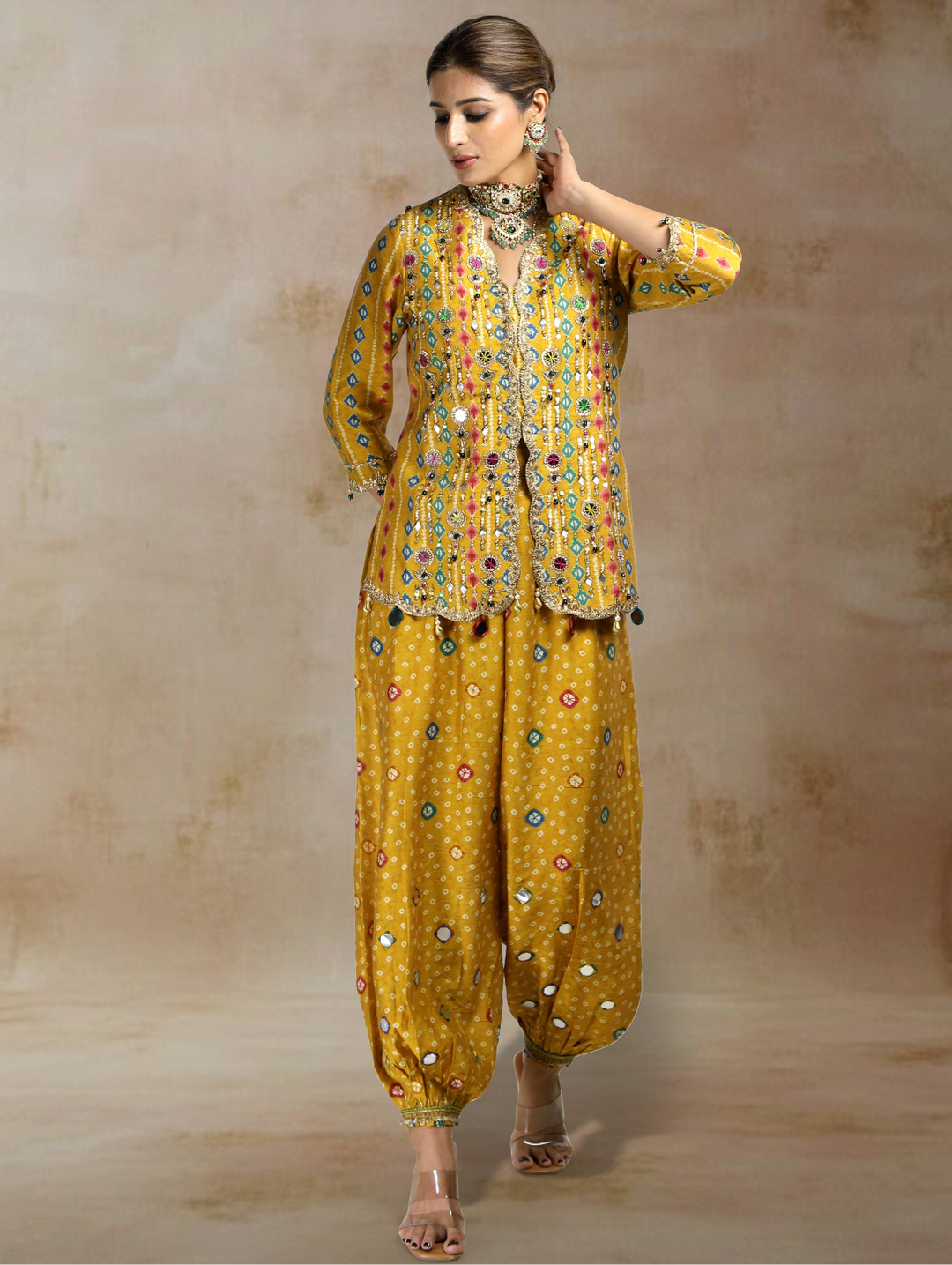 Norah Embroidered Jacket Set with Balloon Pants| The Bumble Bee