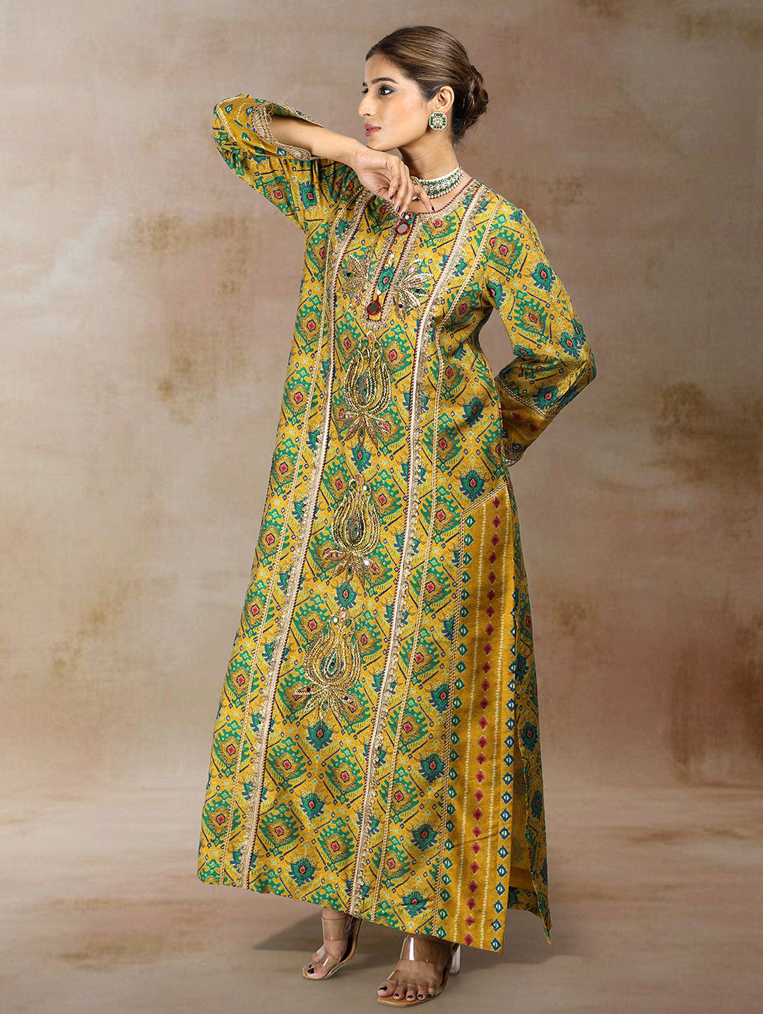 Inaya Ikat Bandhini Kaftan Dress| The Bumble Bee