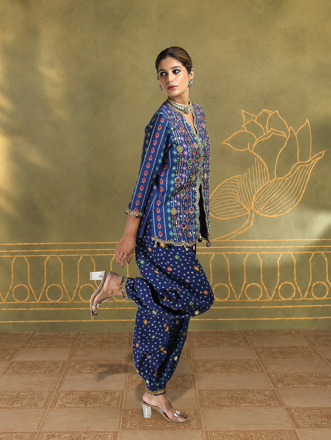 Meher Embroidered Jacket Set with Balloon Pants| The Bumble Bee
