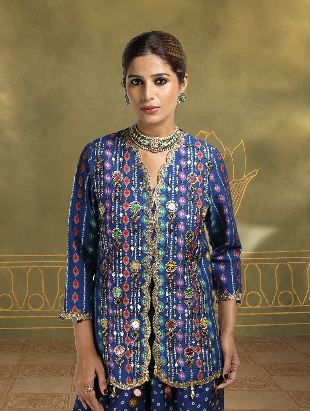 Meher Embroidered Jacket Set with Balloon Pants| The Bumble Bee