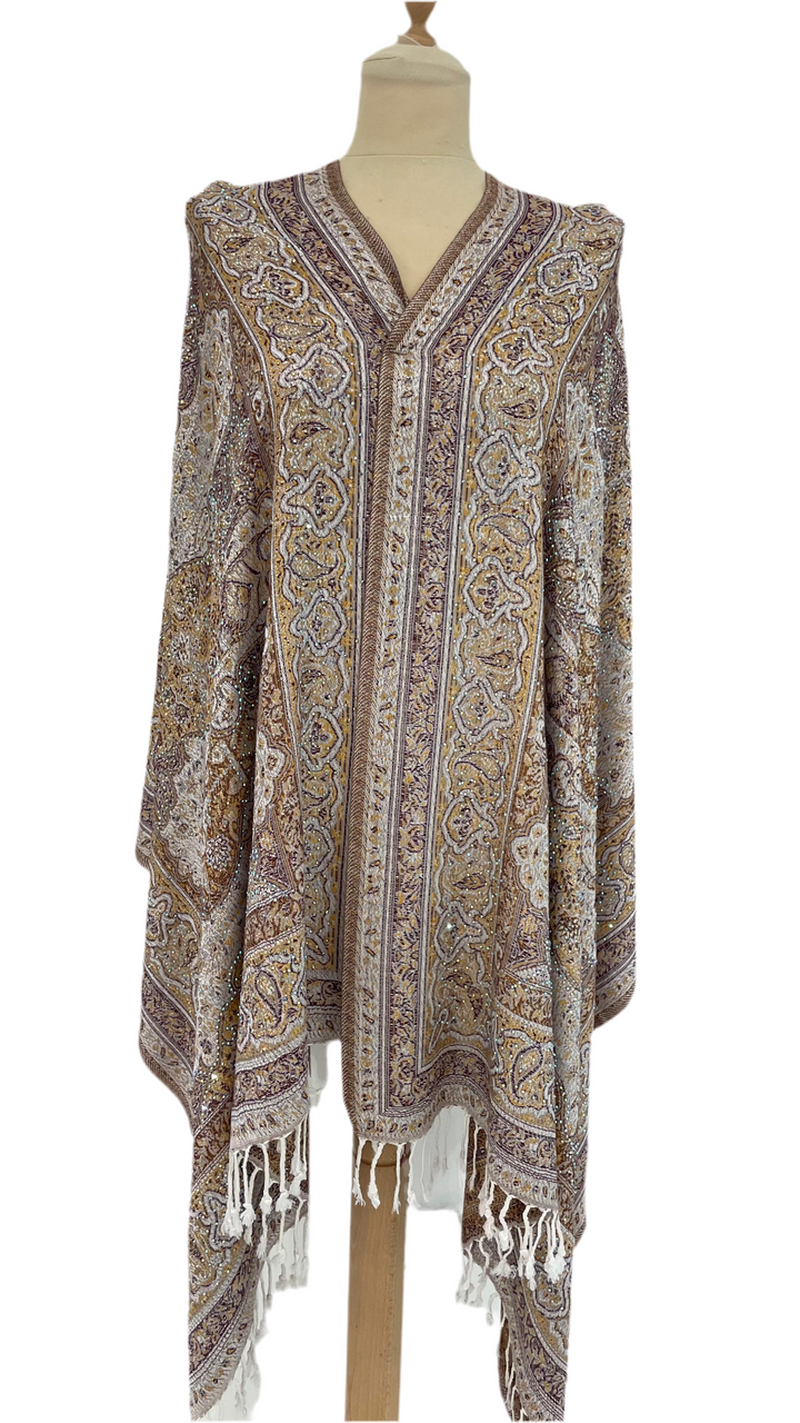 Simi Beige Cashmere With Rhinestones Scarf