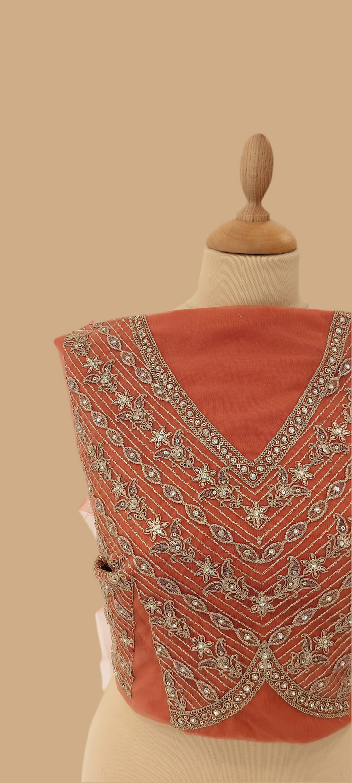 Orange Rhinestone Lehenga (Unstitched) | House of Inaayat