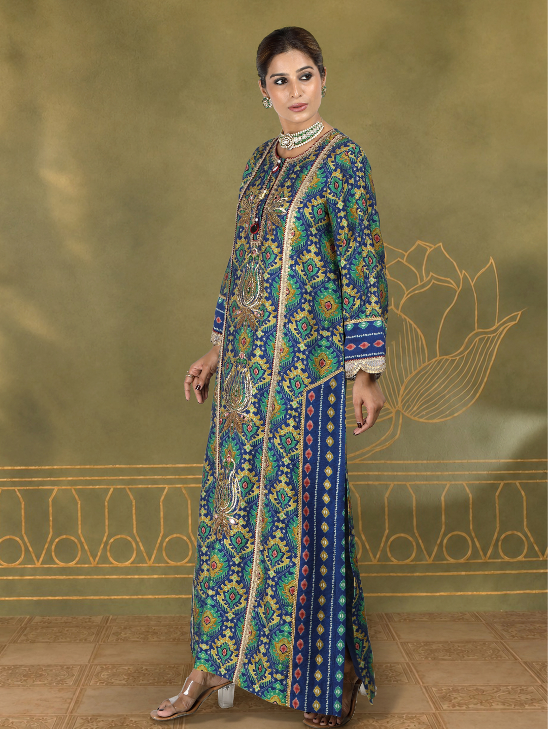 Isharya Ikat Bandhini Kaftan Dress | The Bumble Bee