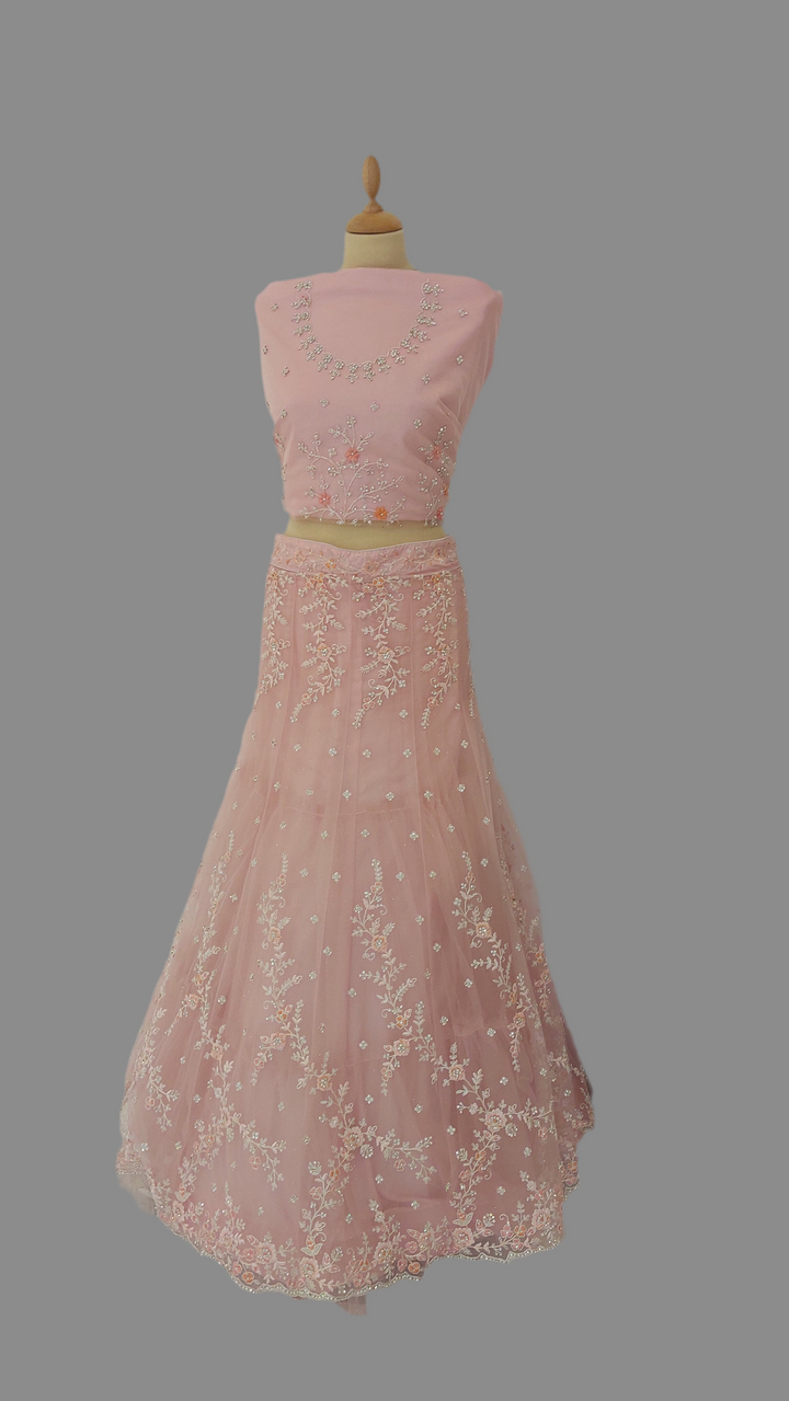 Amani Baby Pink Lehenga (Unstitched) | Inaayat by Divya Taimni