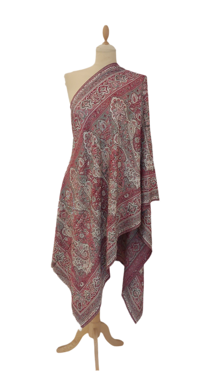 Simi Pink Rhinestone Mixed cashmere scarf