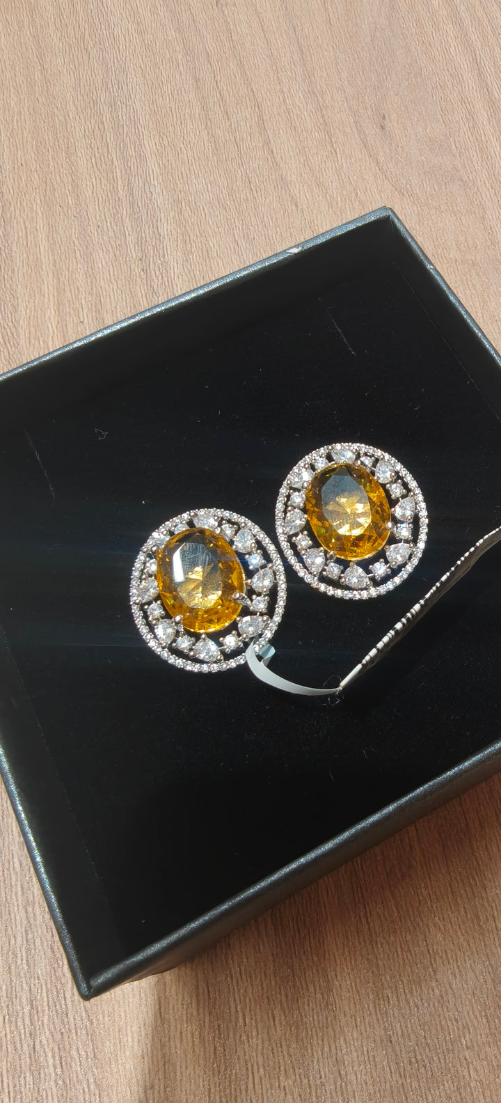 Golden Amber Halo Stud Earrings | Inaayat By Divya Tainmi