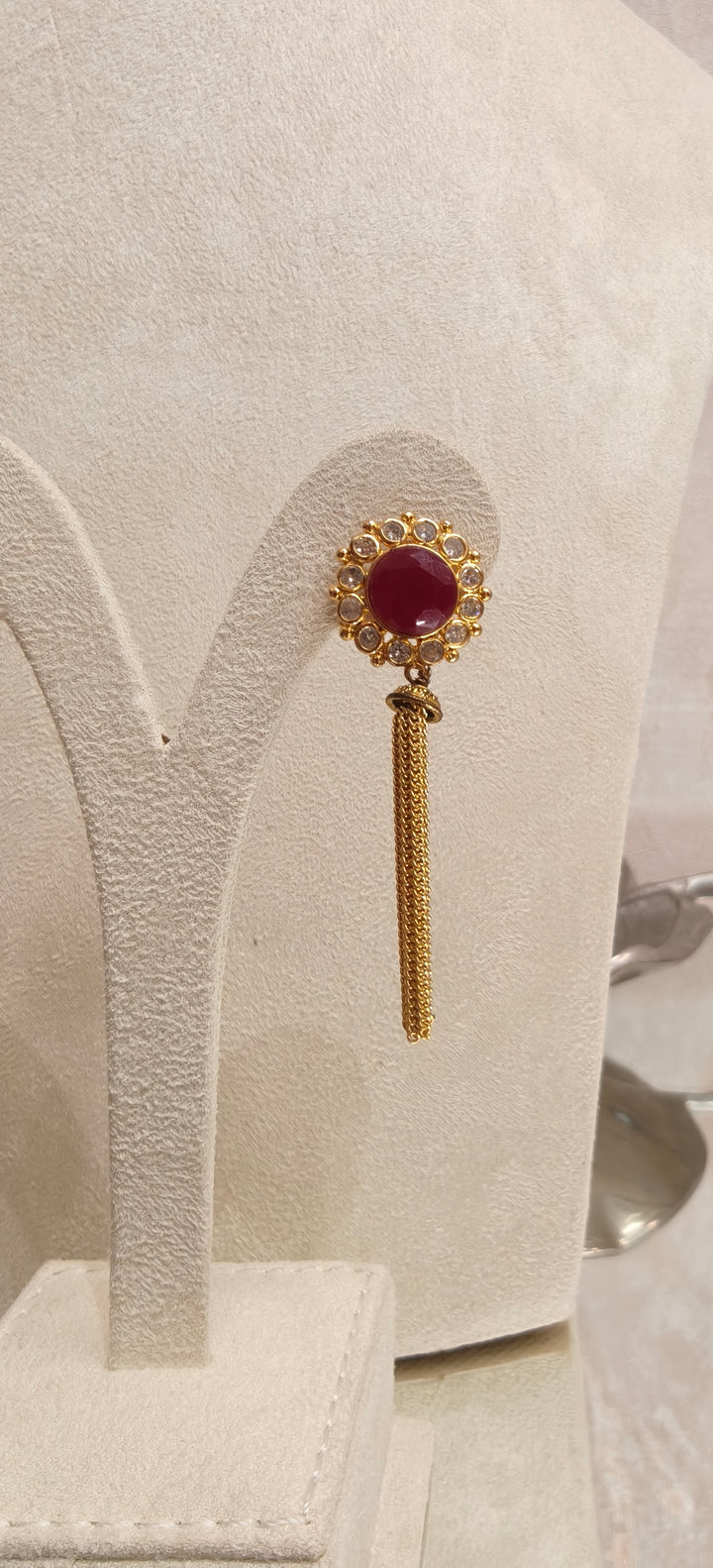 Ruby & Gold Tassel Statement Earrings|Inaayat  By Divya Taimni