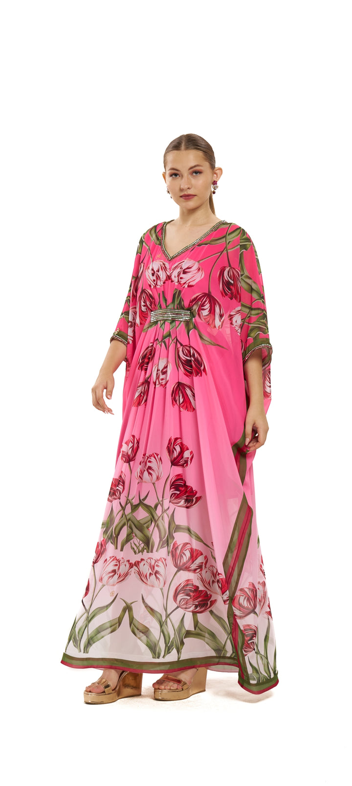 Fuschia Flora Kaftan | Pria Kataaria Puri