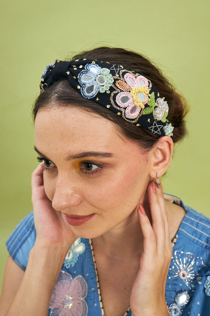 Thea Black Mirror Embellished Headband | Joey & Pooh