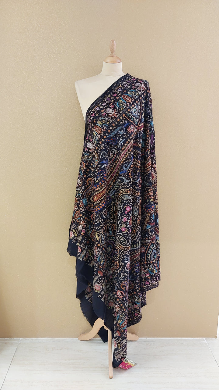 Midnight Blue Pashmina Shawl |House Of Inaayat