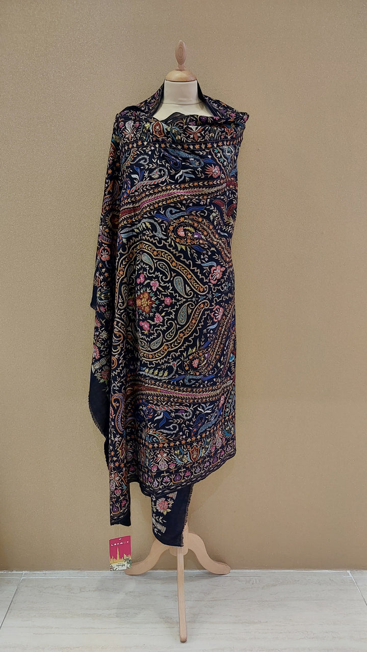Midnight Blue Pashmina Shawl |House Of Inaayat