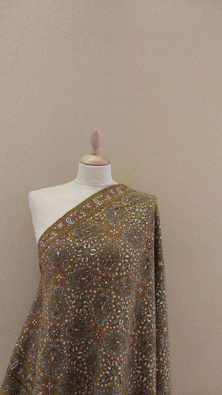 Mustard Brown Multicolor Paisley Wrap | House Of Inaayat