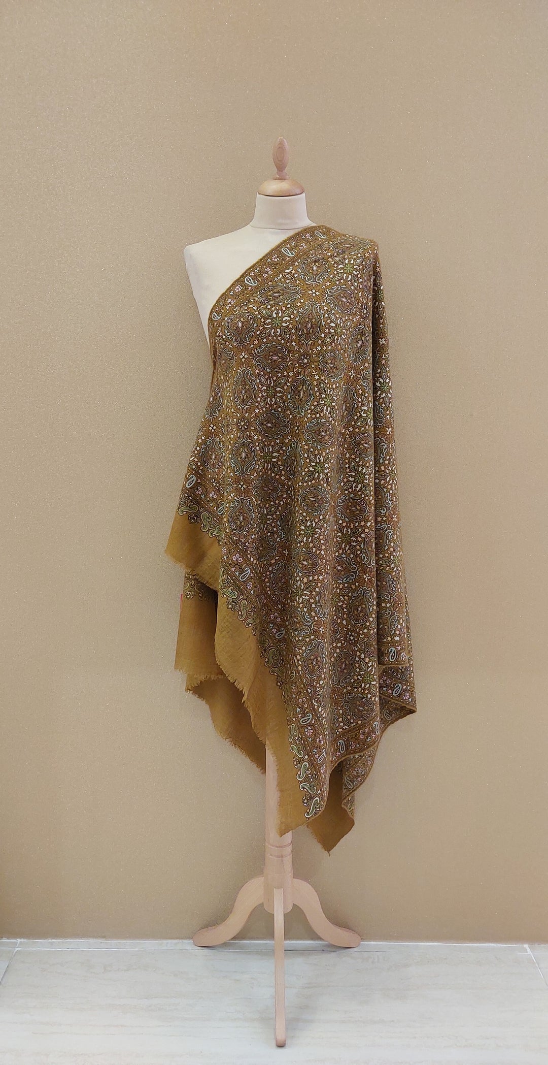 Mustard Brown Multicolor Paisley Wrap | House Of Inaayat