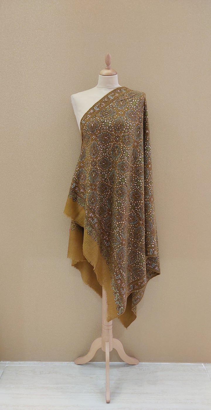Mustard Brown Multicolor Paisley Wrap | House Of Inaayat