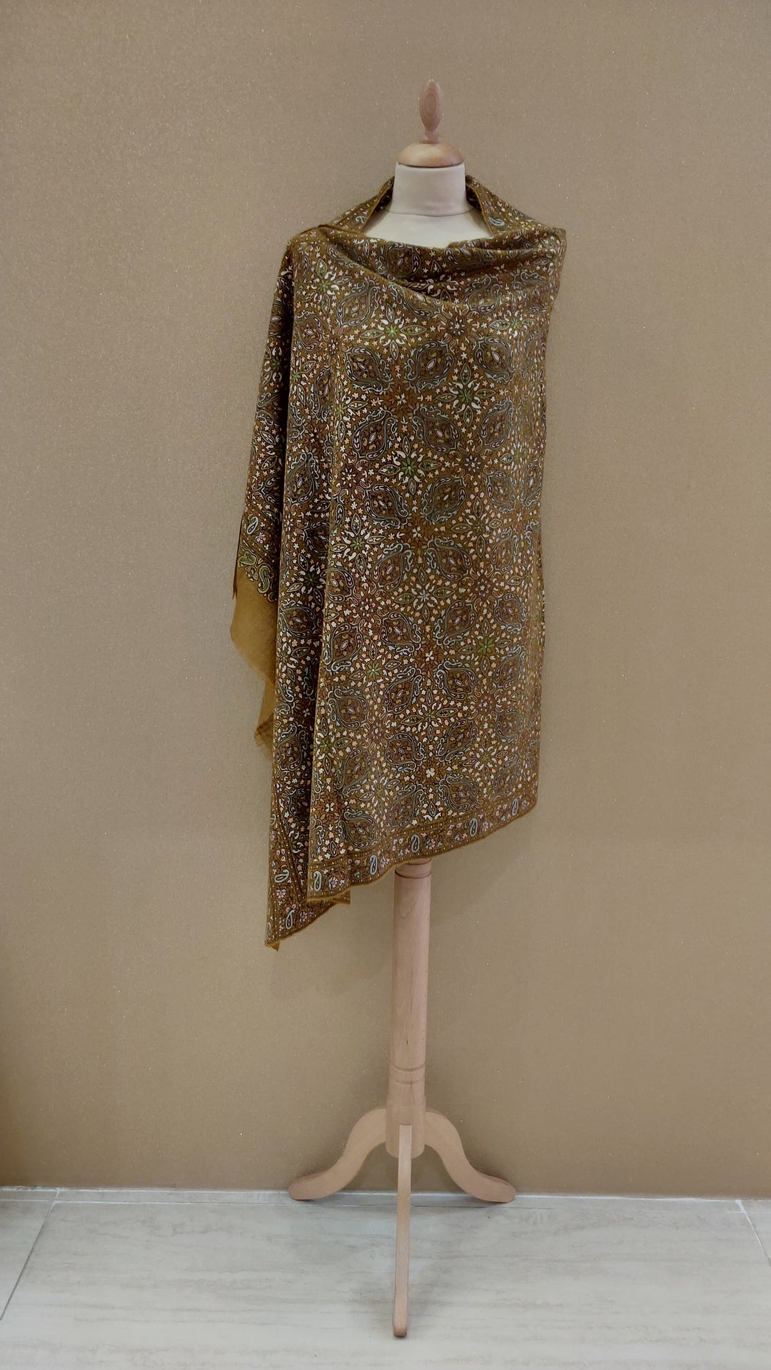 Mustard Brown Multicolor Paisley Wrap | House Of Inaayat