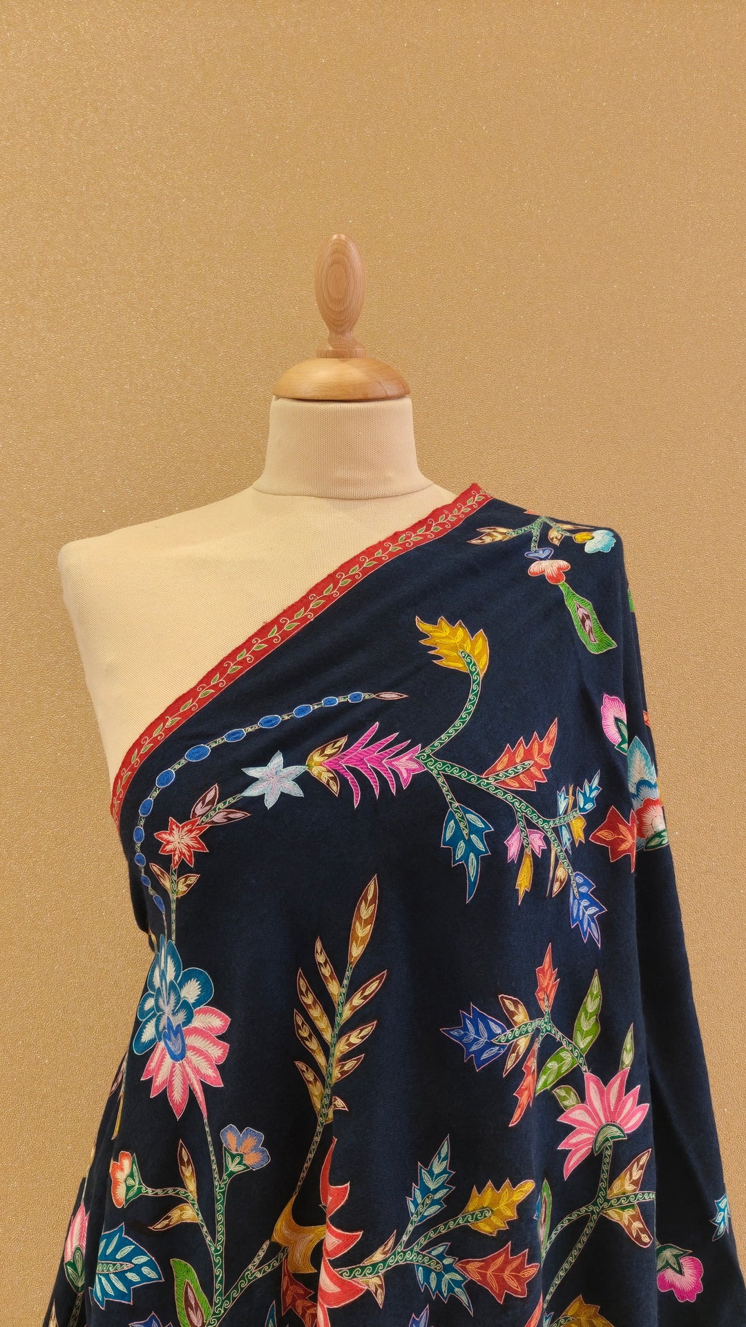 Shipra Blue Kalamkari Pashmina Scarf| House of Inaayat