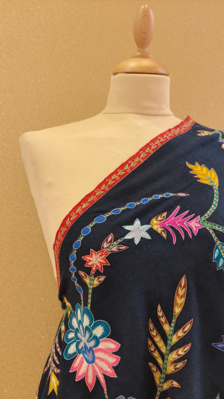 Shipra Blue Kalamkari Pashmina Scarf| House of Inaayat