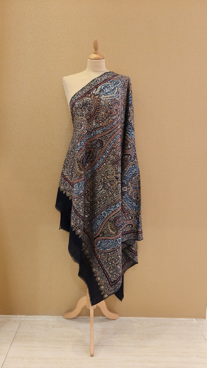 Navy Blue Pashmina Shawl |House Of Inaayat