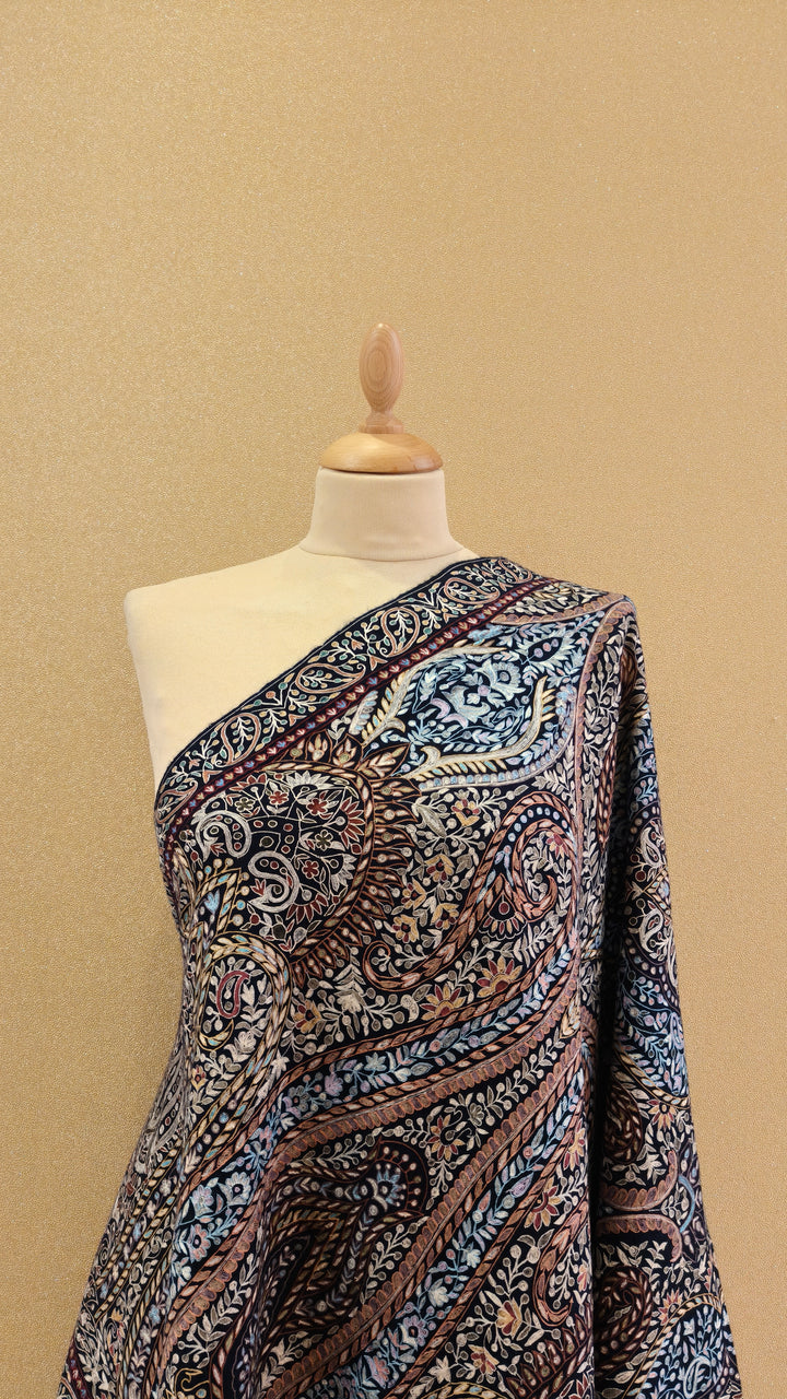 Navy Blue Pashmina Shawl |House Of Inaayat