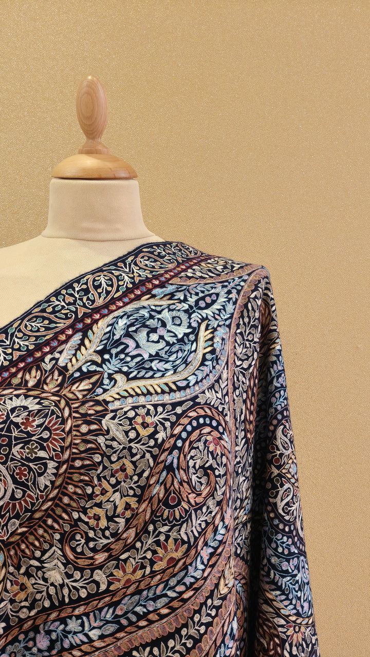 Navy Blue Pashmina Shawl |House Of Inaayat