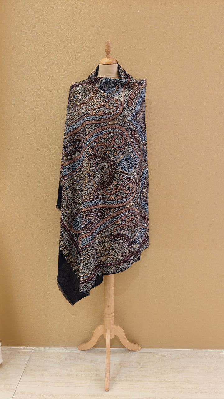 Navy Blue Pashmina Shawl |House Of Inaayat