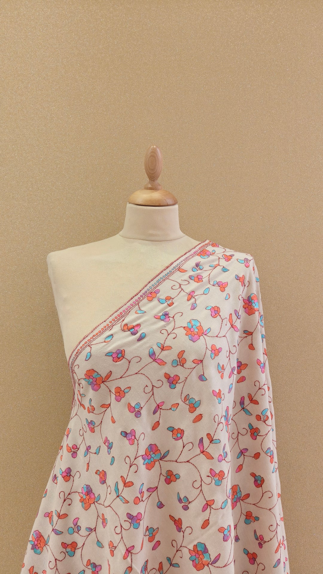 Cream Pashmina Shawl |House Of Inaayat