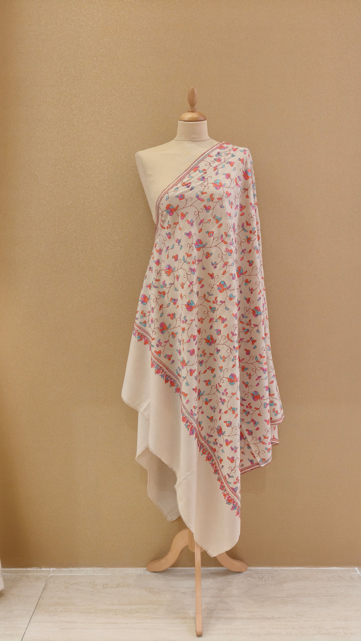 Cream Pashmina Shawl |House Of Inaayat