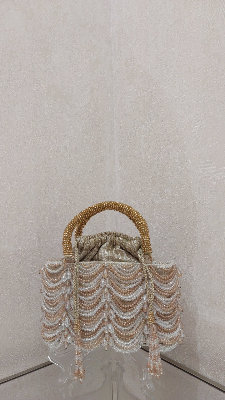Gold Beaded Drawstring Handbag| Al Falah
