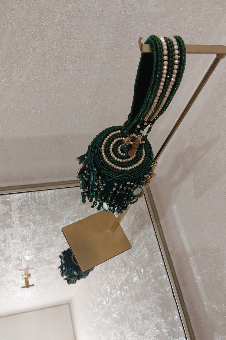 Emerald Green Mirror Work Potli| Al Falah