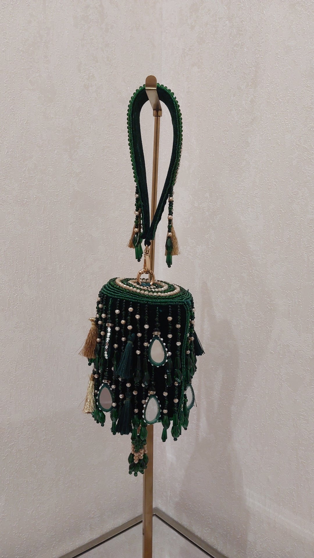 Emerald Green Mirror Work Potli| Al Falah