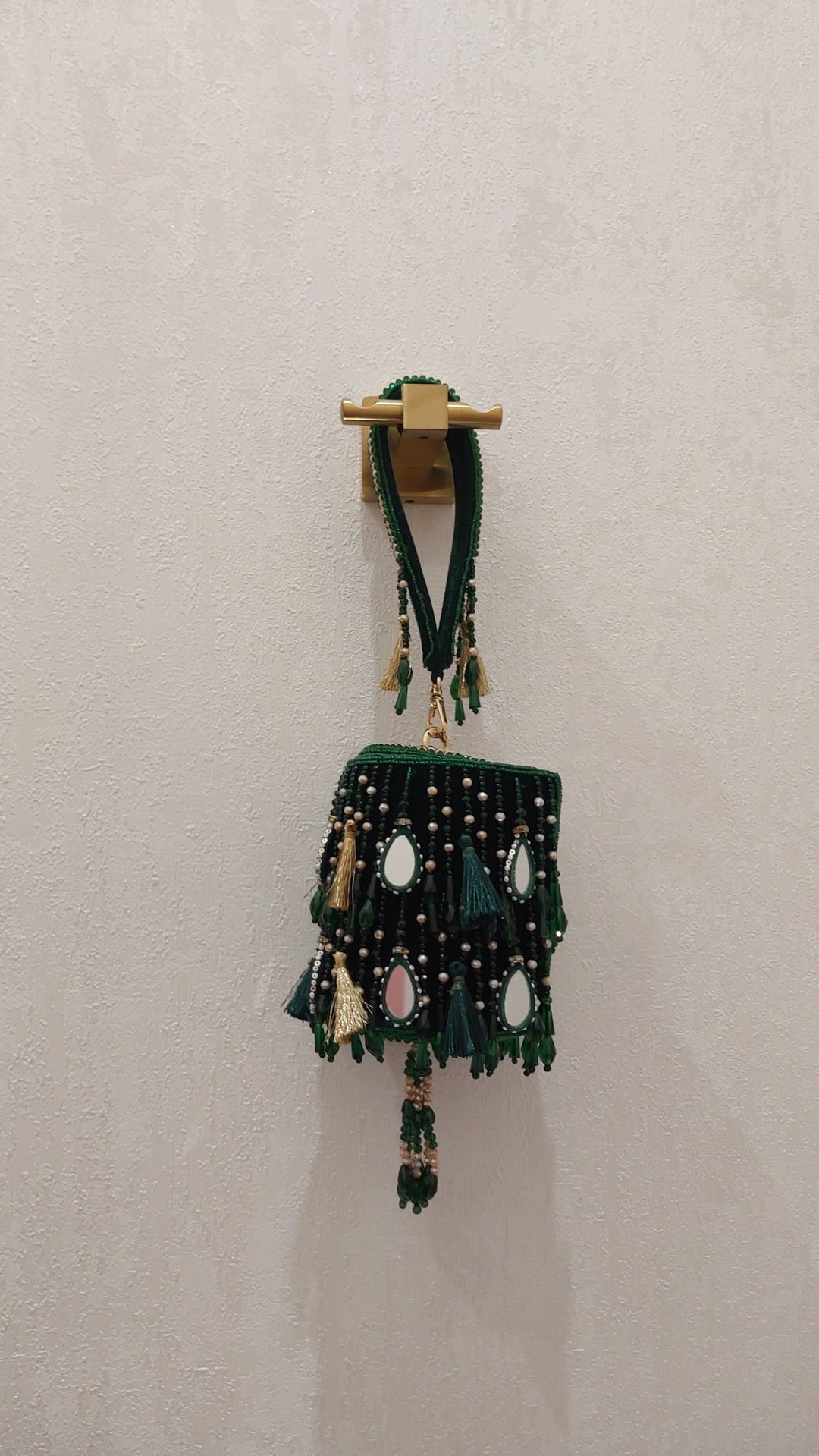 Emerald Green Mirror Work Potli| Al Falah