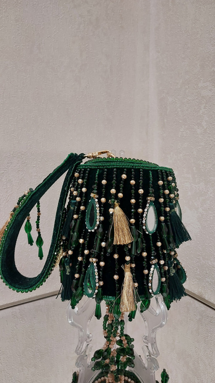 Emerald Green Mirror Work Potli| Al Falah