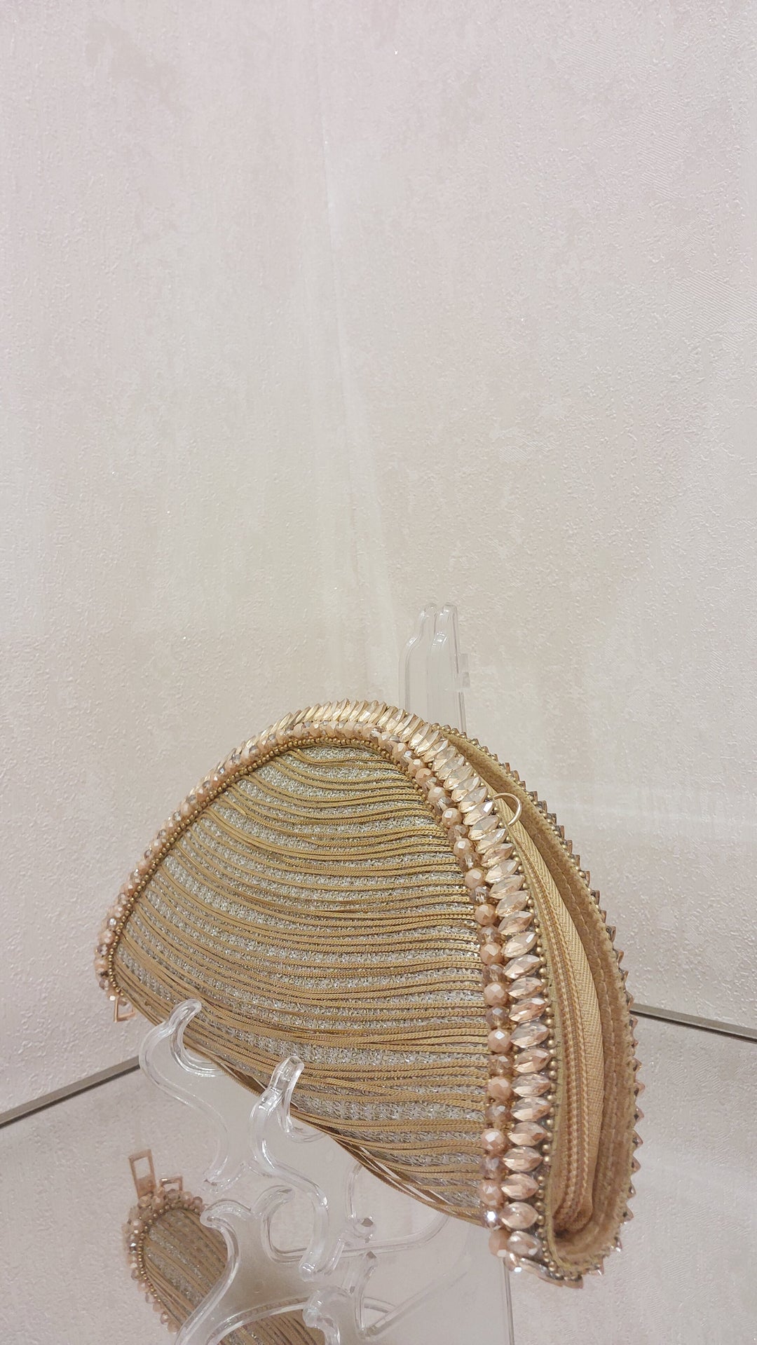 Gold Half-Moon Embellished Clutch| Al Falah
