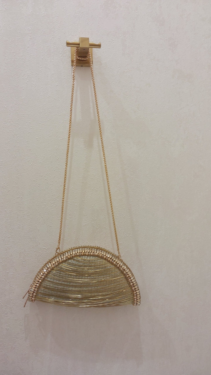 Gold Half-Moon Embellished Clutch| Al Falah