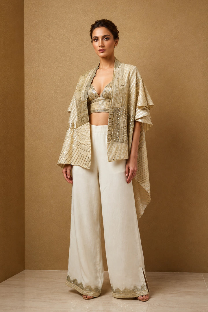 Ivory Embroidered Cape Set |VARUN BAHL