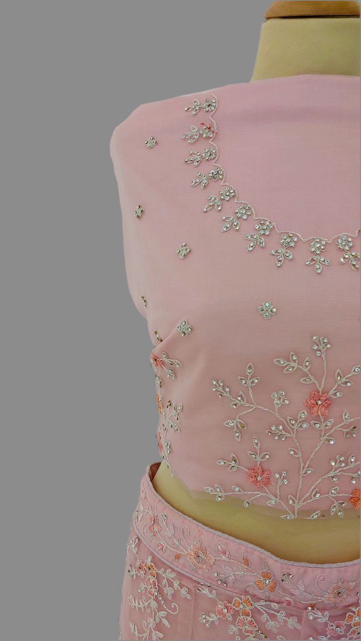 Amani Baby Pink Lehenga (Unstitched) | Inaayat by Divya Taimni