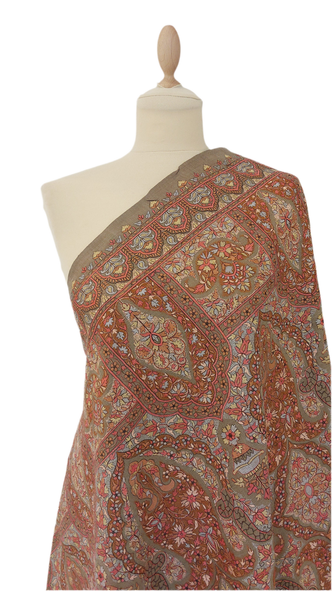 Siya Beige Cashmere Shawl | House Of Inaayat