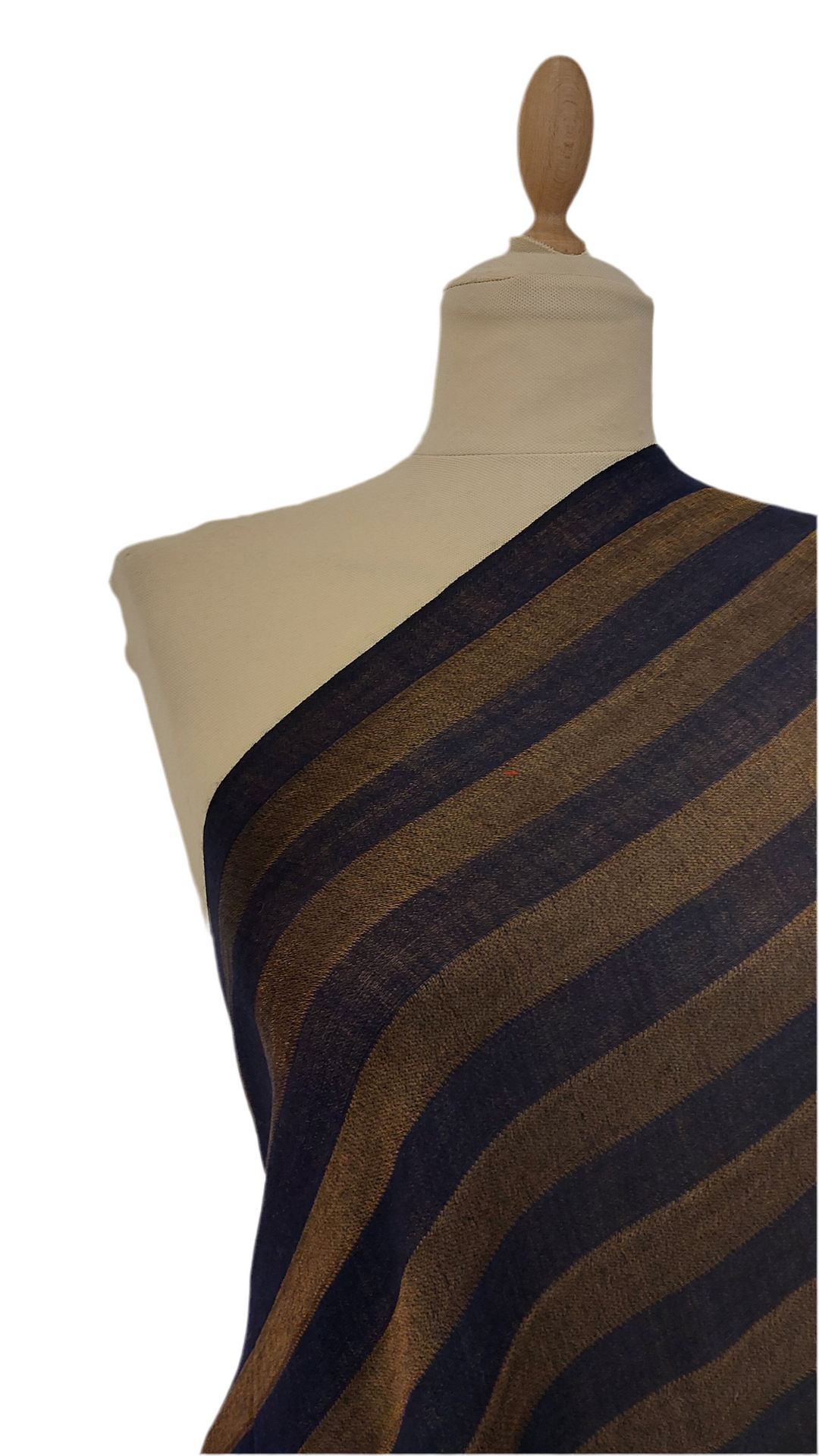Midnight Blue Stripe Cashmere Scarf | House of Inaayat