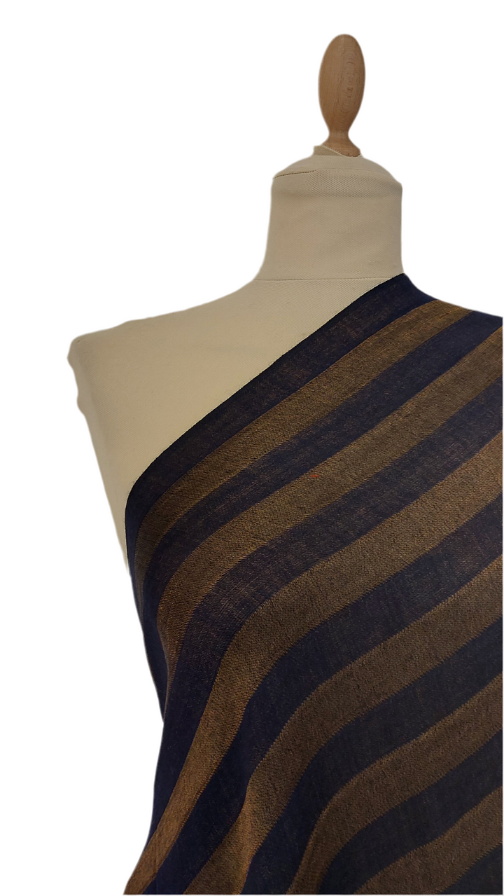 Midnight Blue Stripe Cashmere Scarf | House of Inaayat