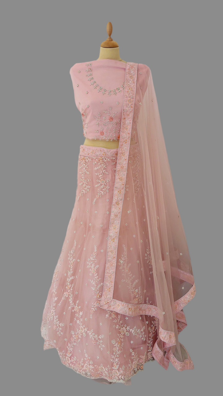 Amani Baby Pink Lehenga (Unstitched) | Inaayat by Divya Taimni