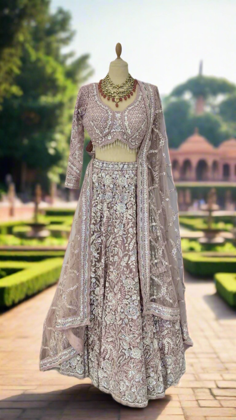 Shagun Pink Floral Ornately Beaded Sequins Lehenga Set |Inaayat by Divya Taimni