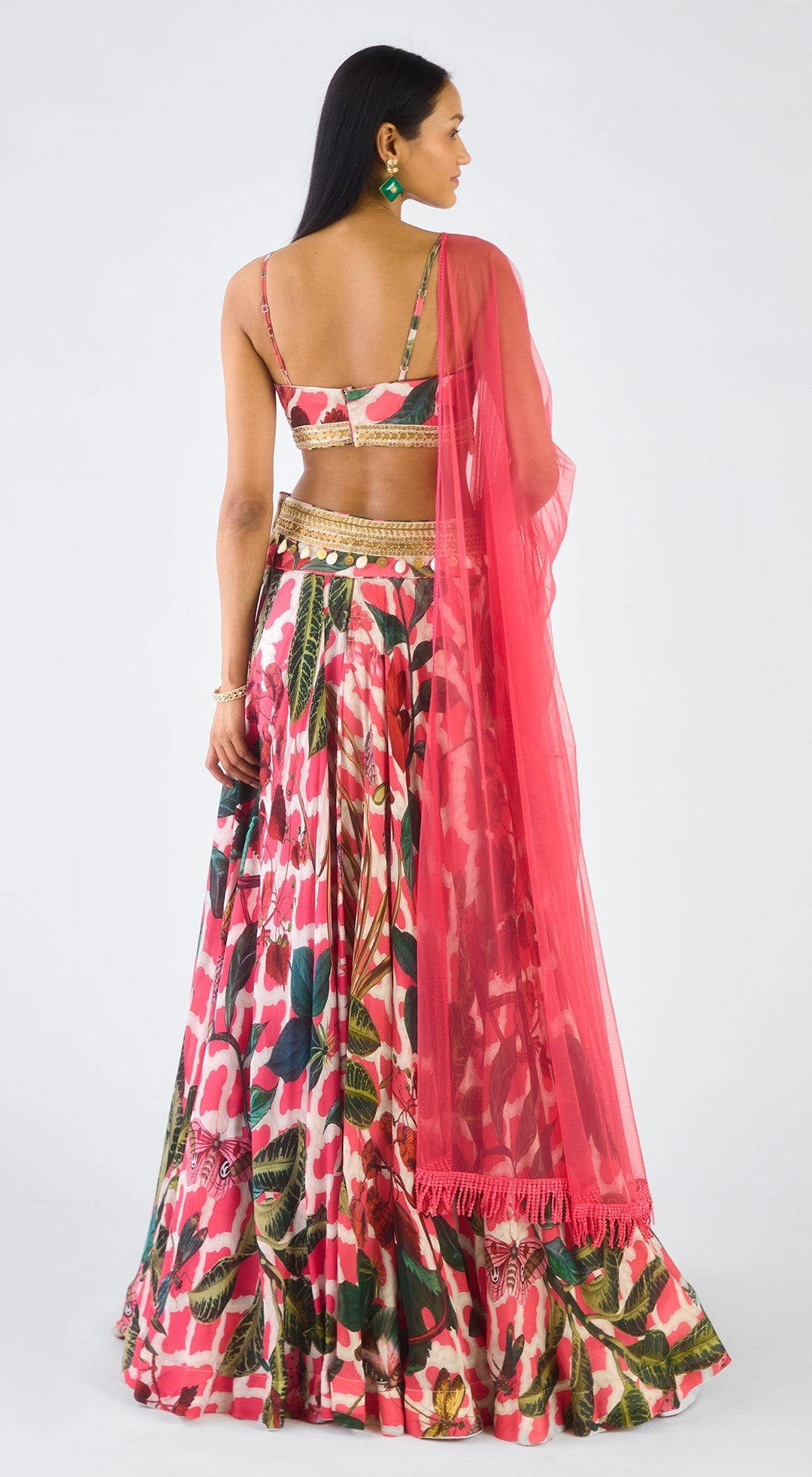 Pink Chiffon Embroidered Lehenga Set | Basanti - Kapde Aur Koffee