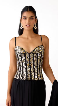 Black Corset Draped Saree Set| Basanti Kapde Aur Koffee